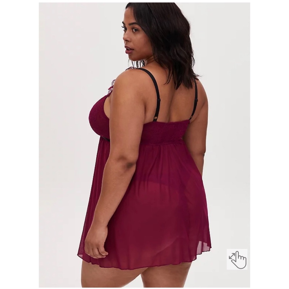 NEW Torrid 3 Berry Lace & Mesh Strappy Wireless Babydoll - Picture 4 of 8